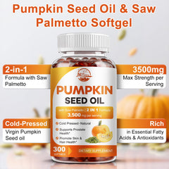 Bottle of pumpkin seed oil softgels 300-count