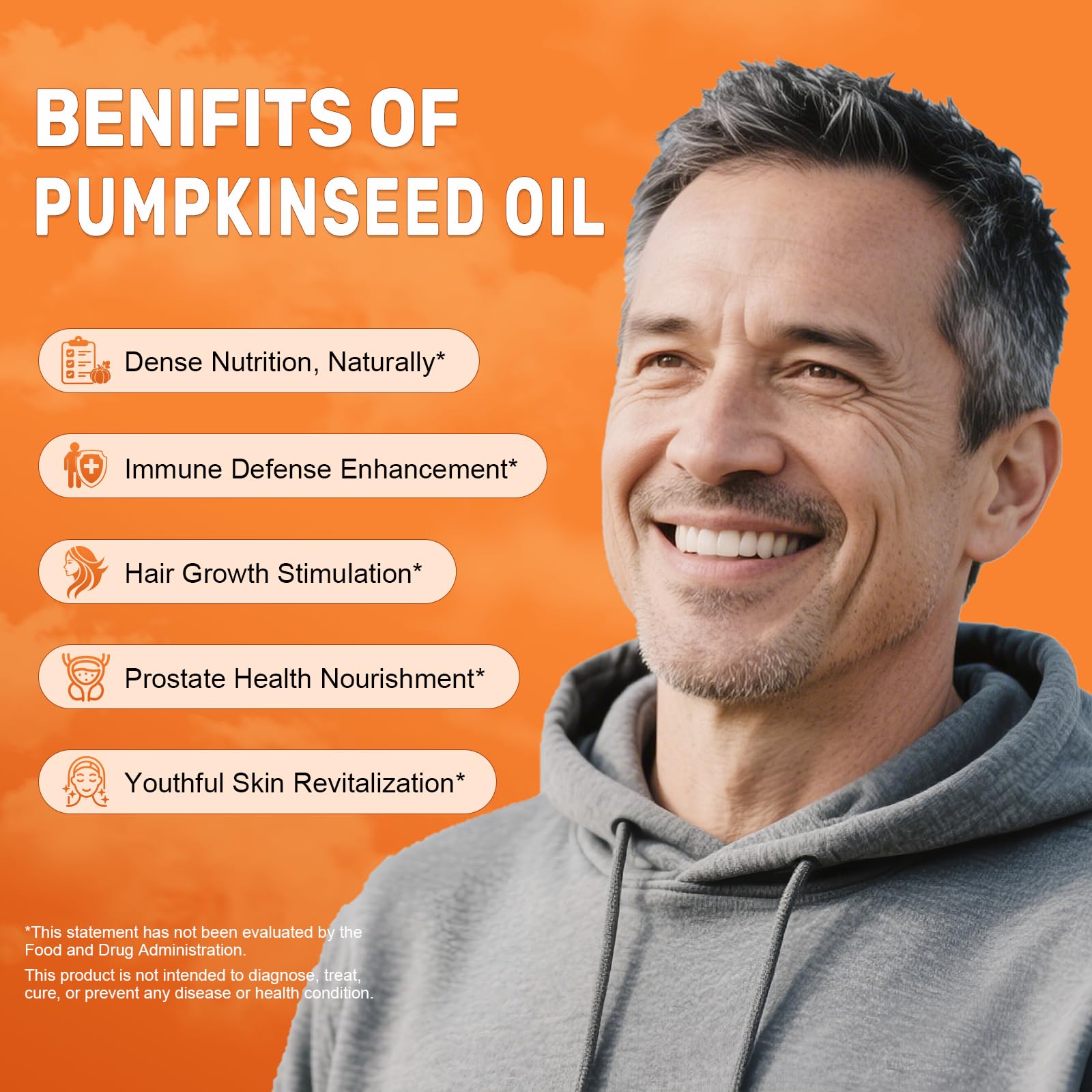 Ingredients and supplement facts panel for Pumpkin Seed Oil with Saw Palmetto Softgels