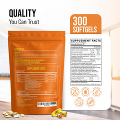 Bottle showing 300 softgels for prostate health supplement