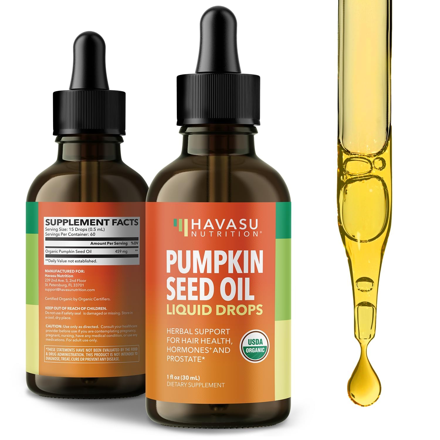 Bottle of USDA Organic Cold-Pressed Pumpkin Seed Oil 1 oz