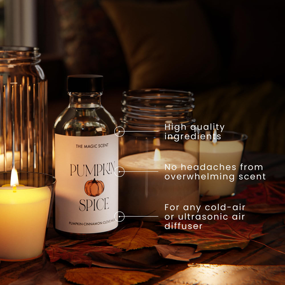 Close-up of Pumpkin Spice Aroma Oil bottle label