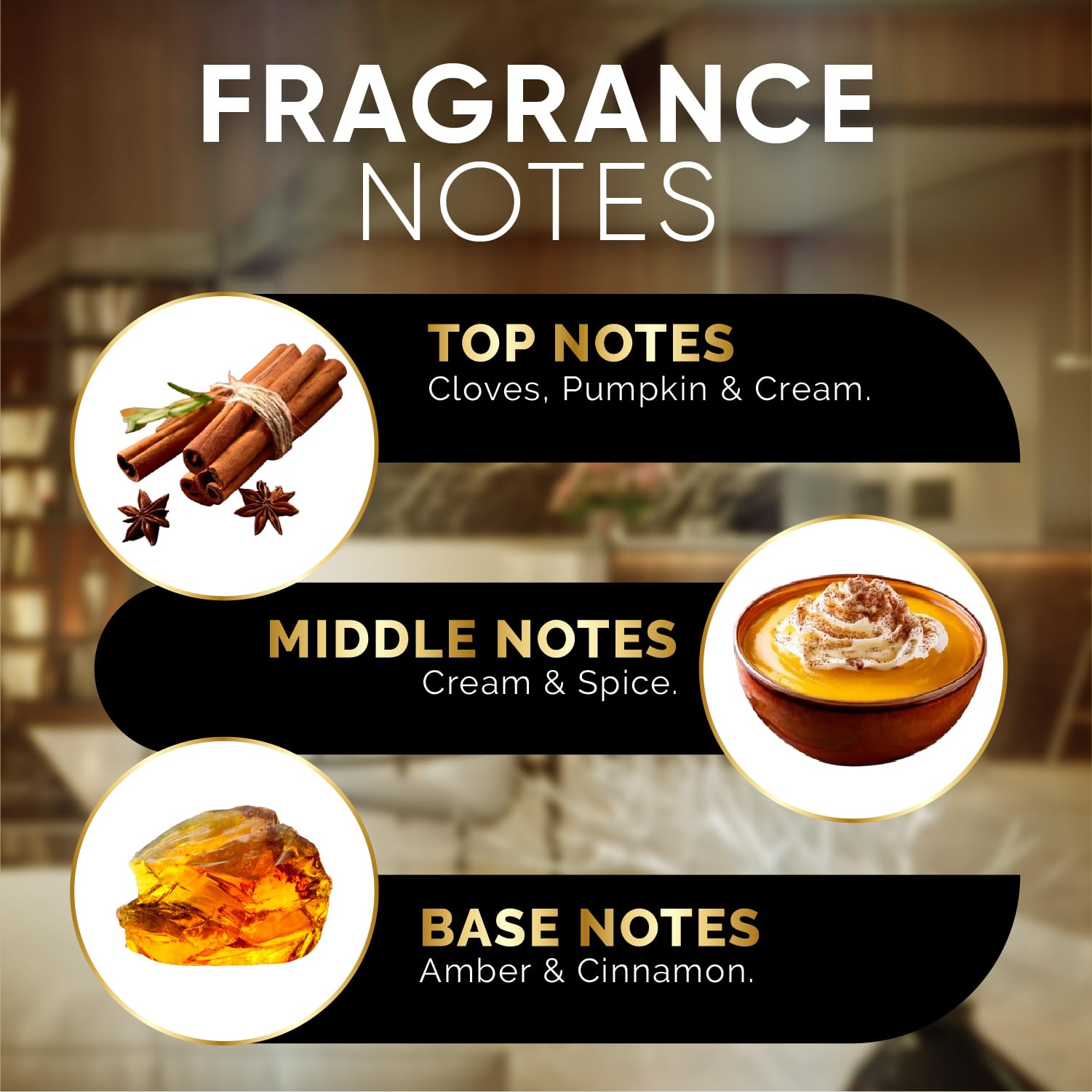 Product packaging for Pumpkin Spice diffuser oil on wooden surface