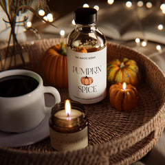 Close-up of the Pumpkin & Vanilla notes on the bottle label