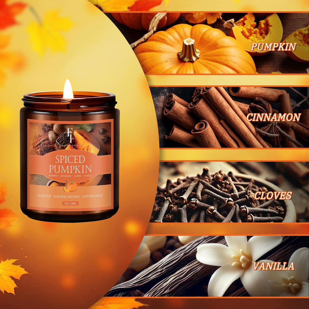 Close-up of pumpkin spice scented candle