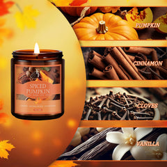 Close-up of pumpkin spice scented candle