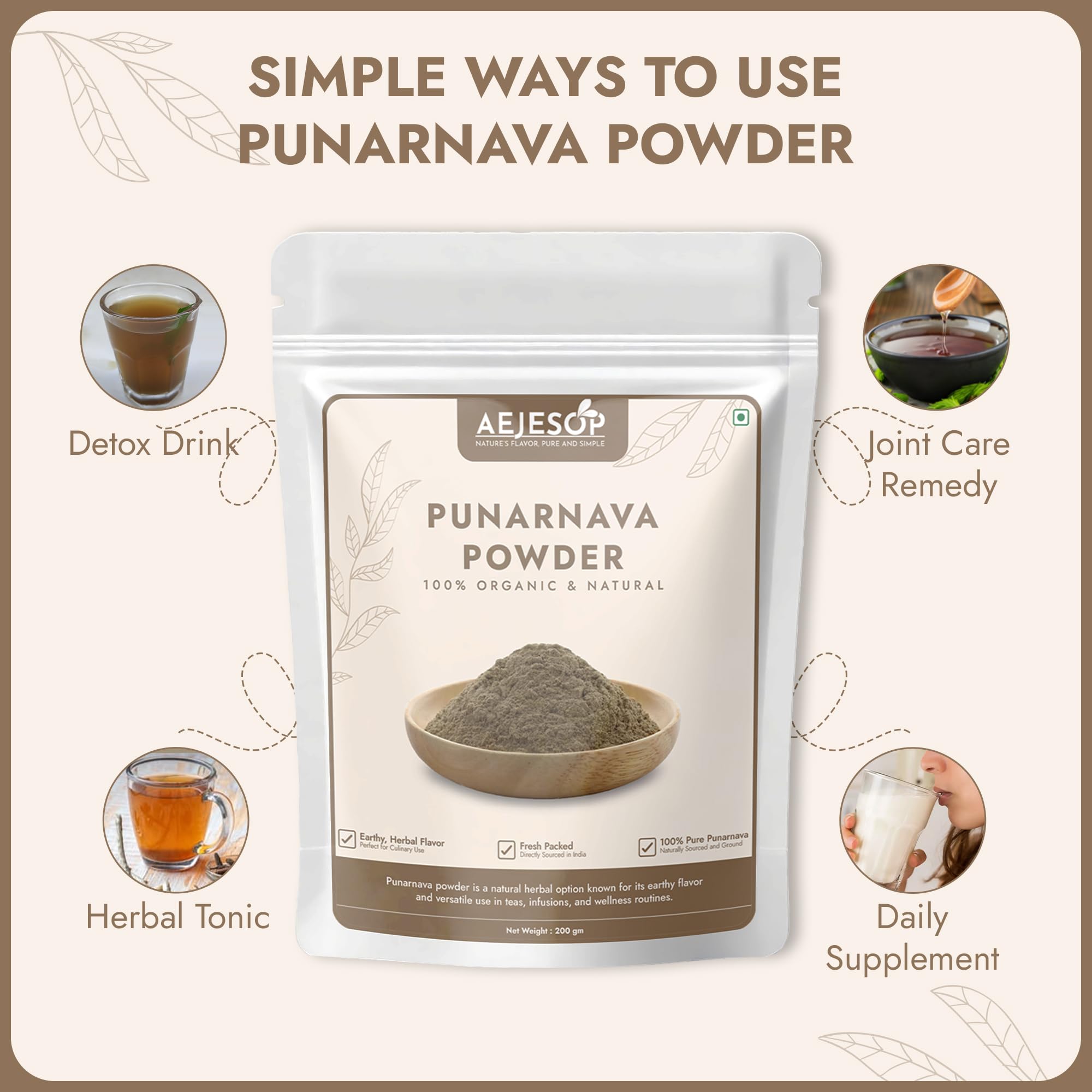 Infusion preparation steps with Punarnava powder