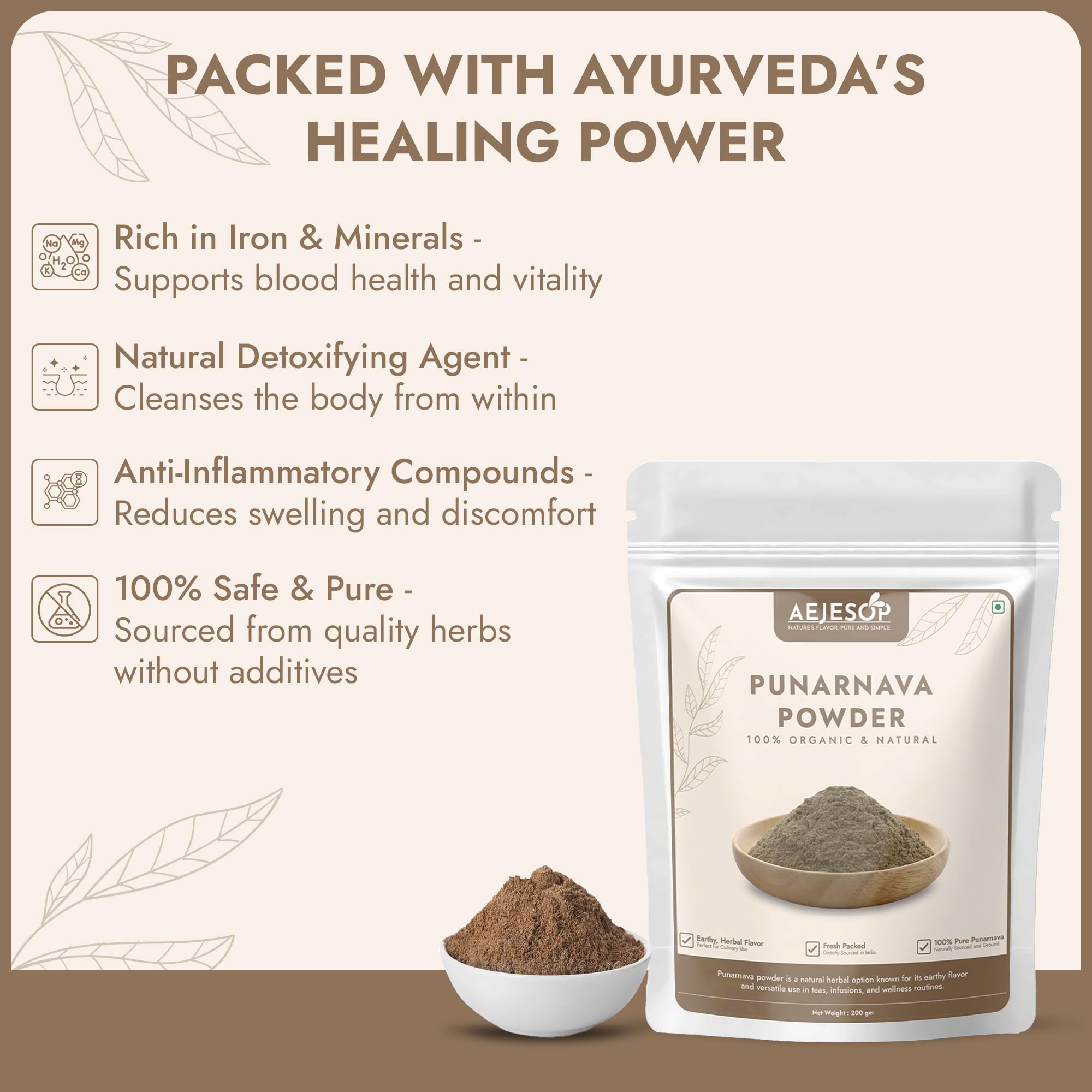 Serving suggestion: Punarnava powder with water and jeera