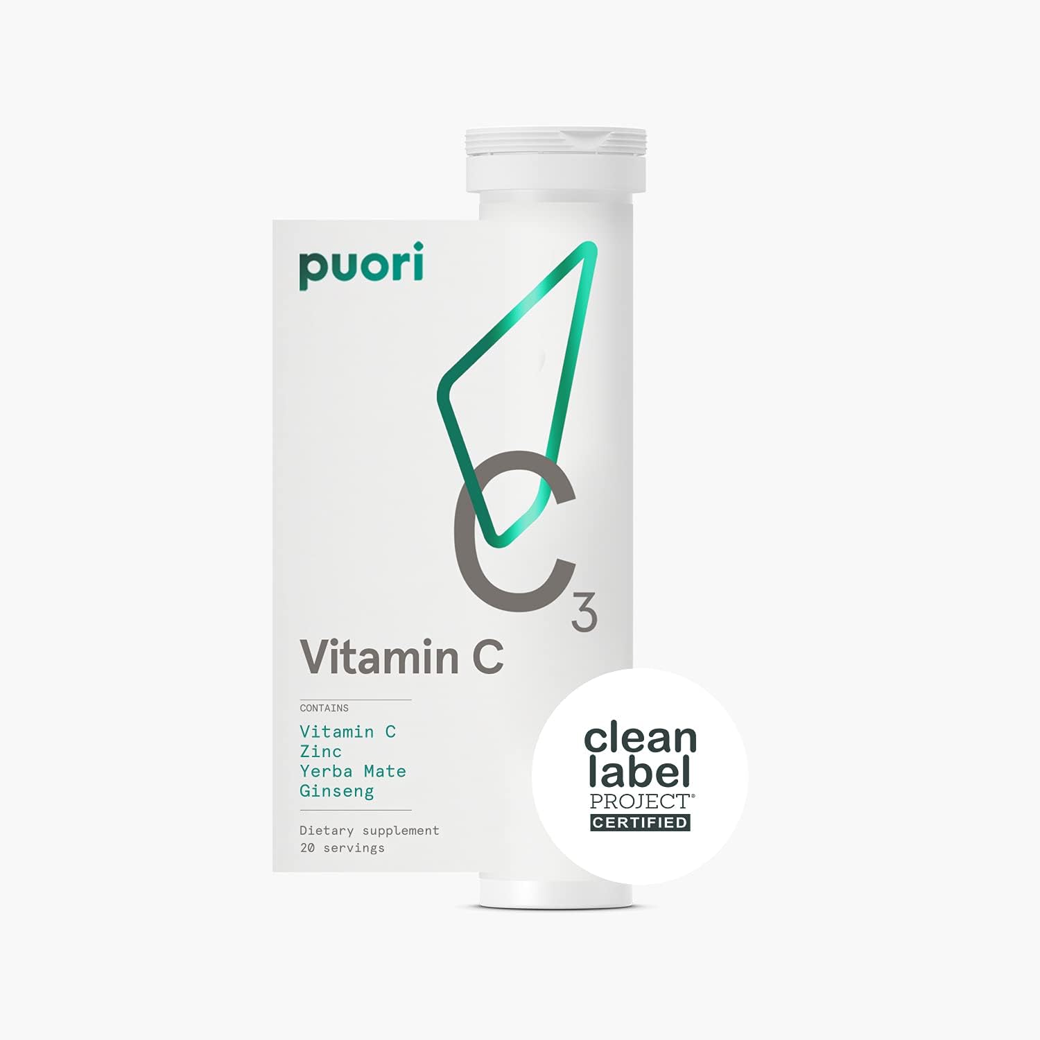 Front view of Puori C3 Vitamin C product with two tubes