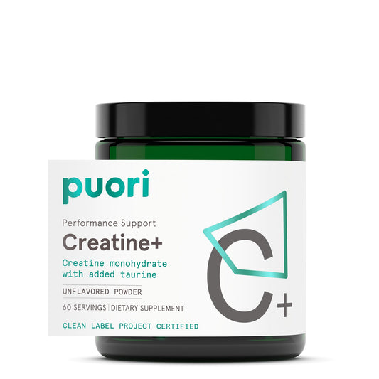 Puori Creatine Monohydrate Taurine front label showing 60 servings