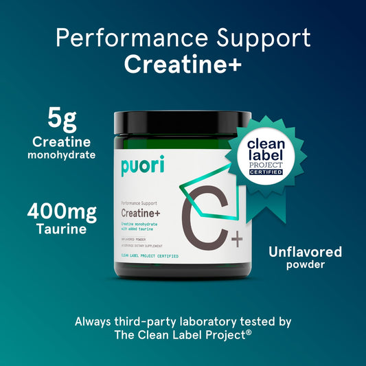 Ingredients panel listing creatine monohydrate and taurine