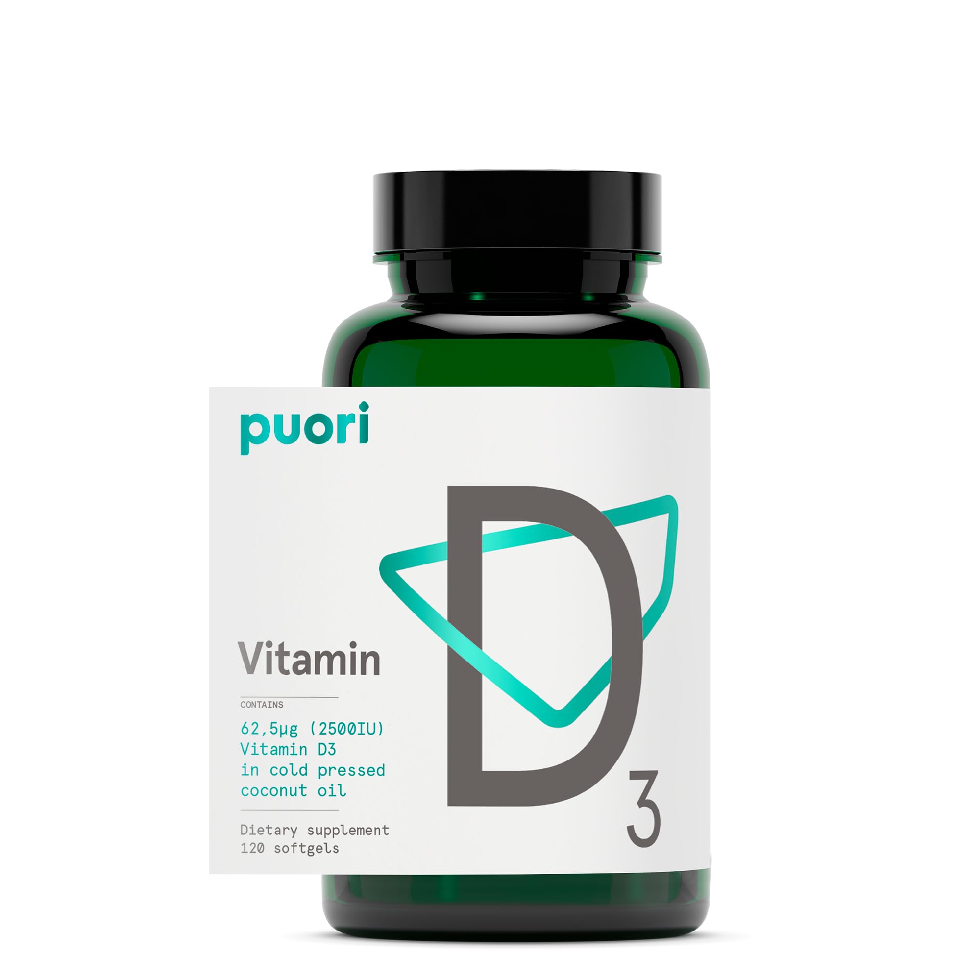 Puori Vitamin D3 Softgels bottle and label