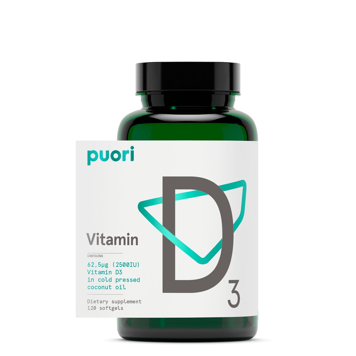 Puori Vitamin D3 Softgels bottle and label
