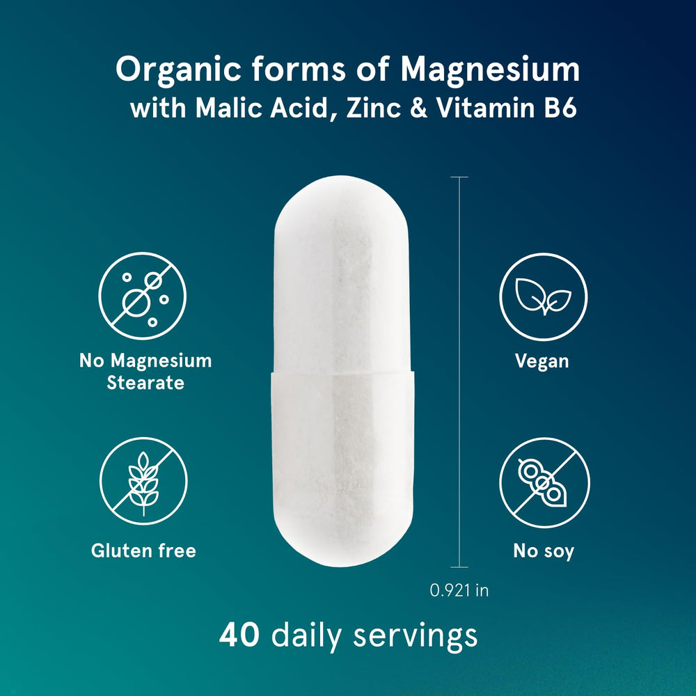 Puori Magnesium Complex ingredients chart featuring magnesium forms and zinc