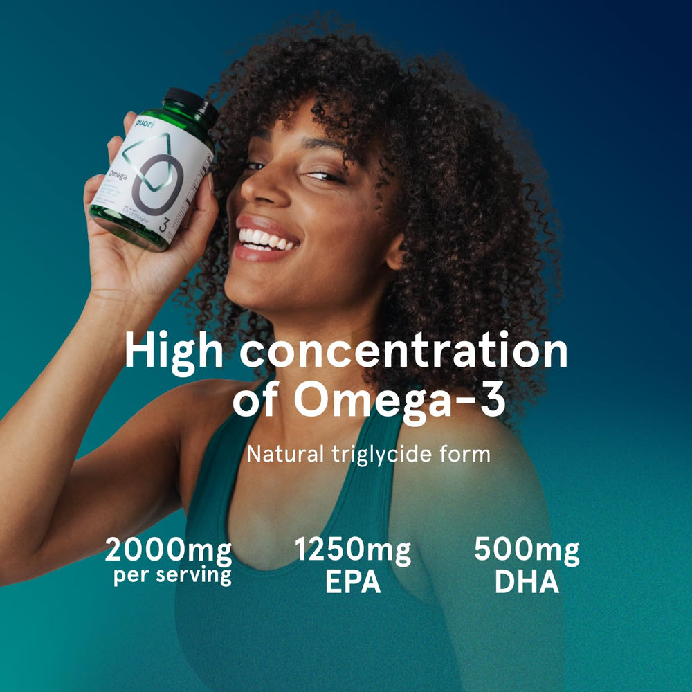 Puori O3 Fish Oil bottle back with nutrition facts