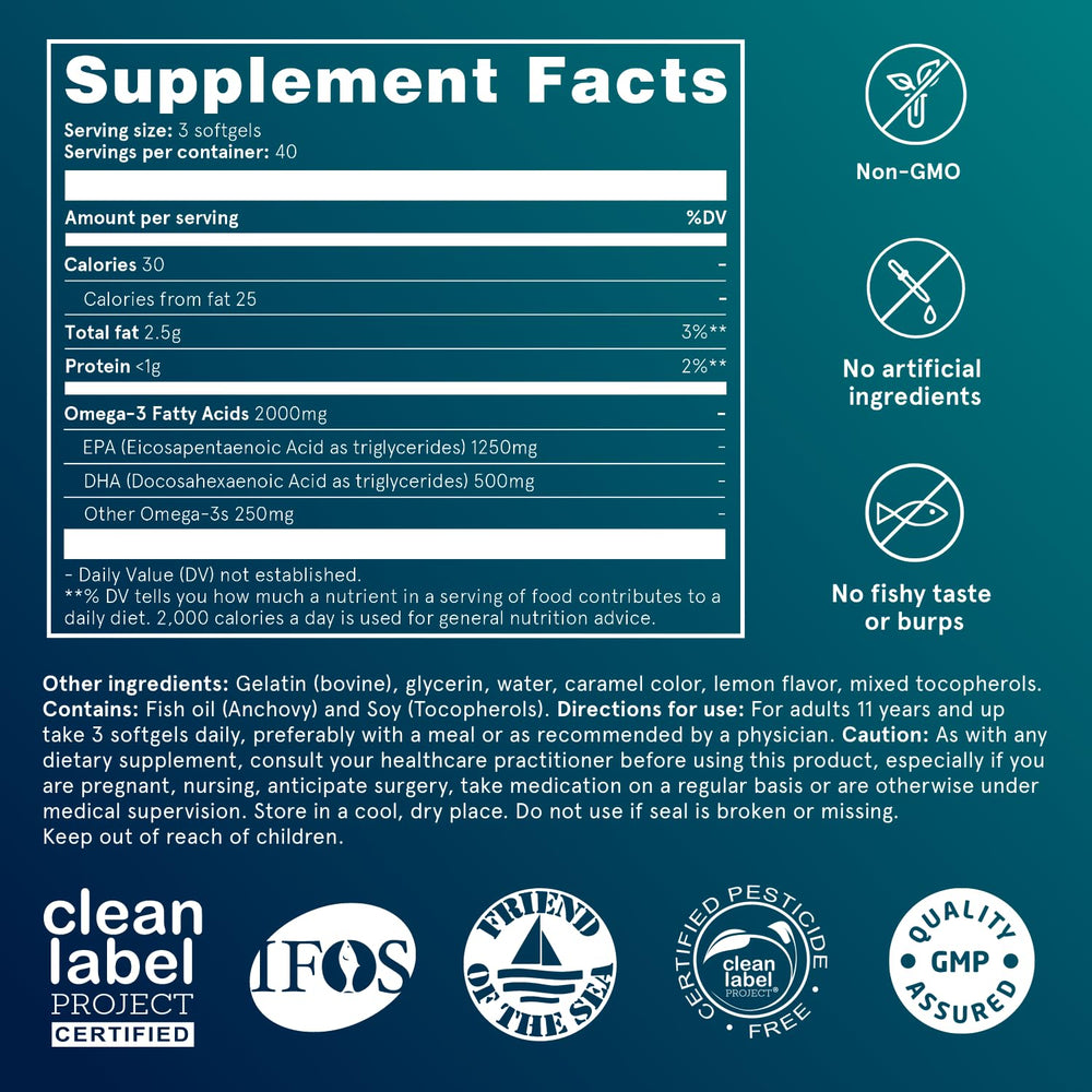 IFOS certification seal on Puori O3 Omega-3 packaging