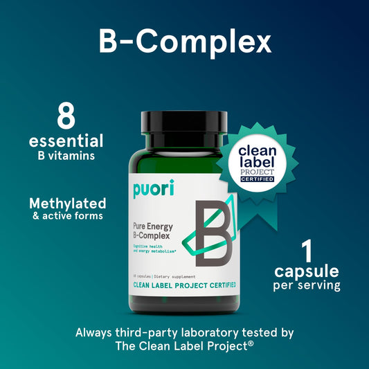 Puori Pure Energy B-Complex bottle back label