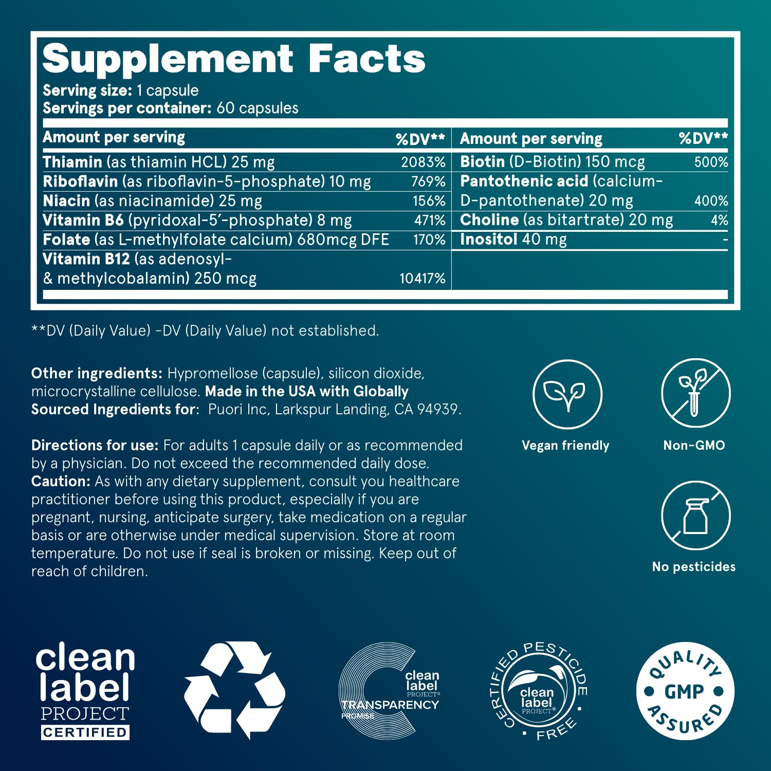 Graphic illustrating the eight essential B vitamins (B1–B12)