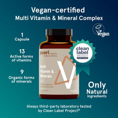 Puori V vegan-certified label on packaging