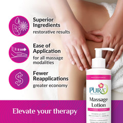 Skin-hydrating, unscented massage lotion by PURA 1st Wellness