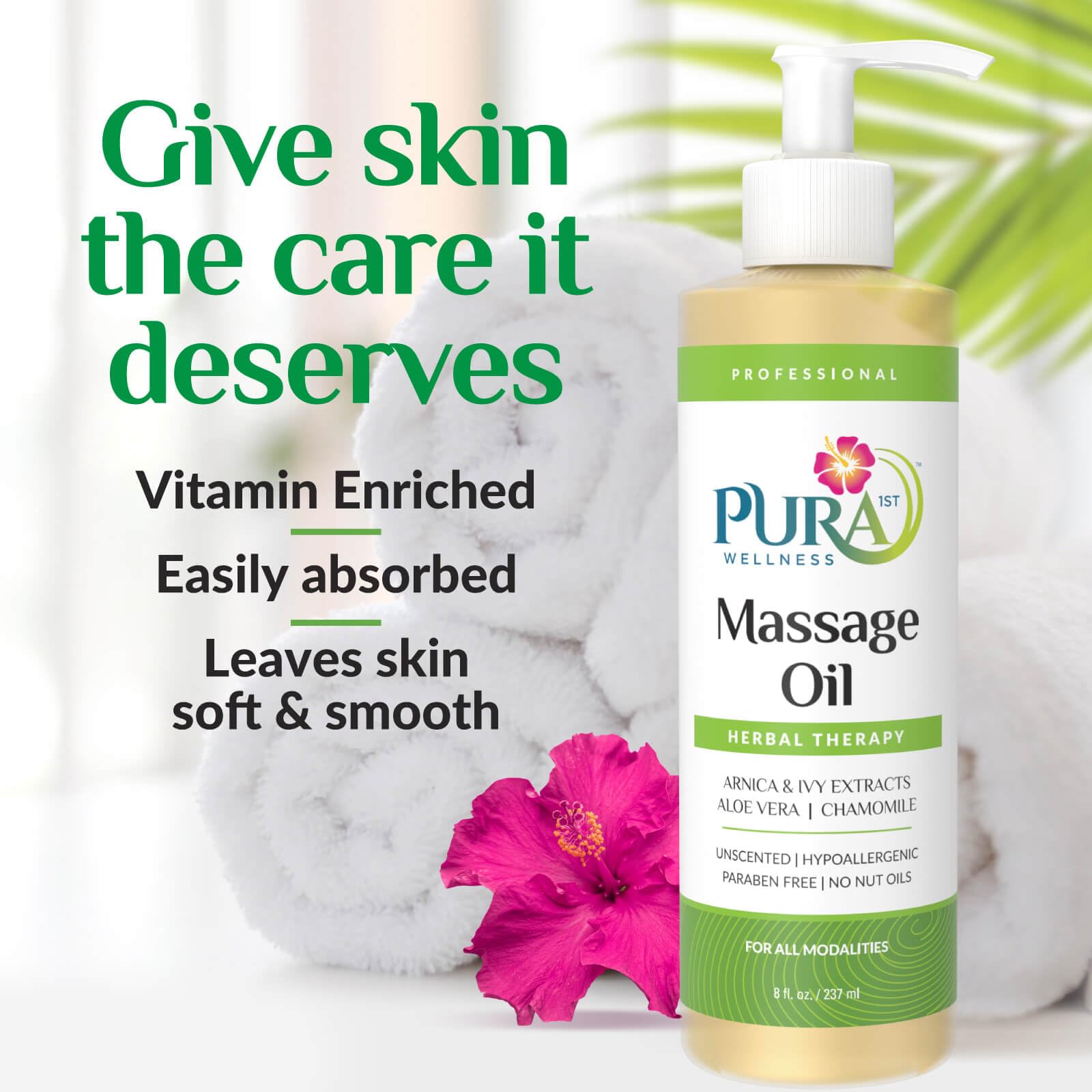 Hypoallergenic, unscented massage oil formula label