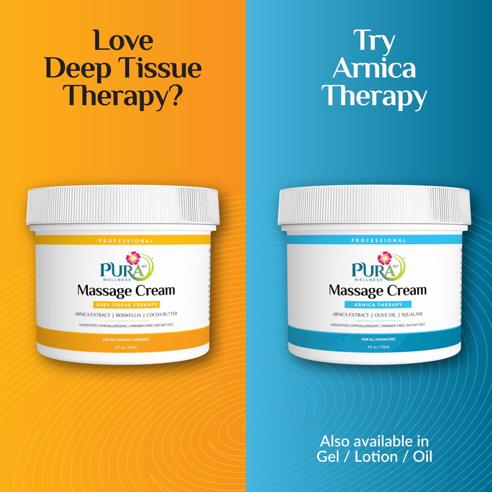 Made in USA label on PURA 1st Wellness Deep Tissue Massage Cream