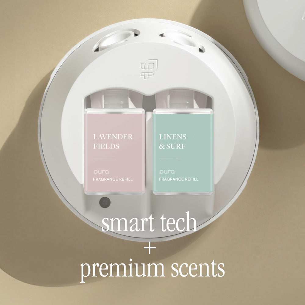 Packaging and diffuser features highlighting adaptive diffusion and 120 hours per vial