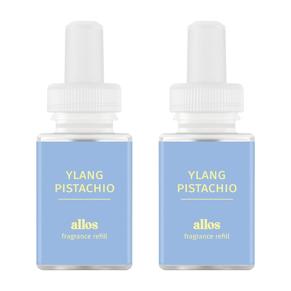 Pura and Allos Ylang Pistachio Calm fragrance refill 2-pack front view