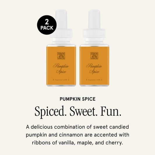 Packaging showing Pura Aromatique Pumpkin Spice refill 2-pack