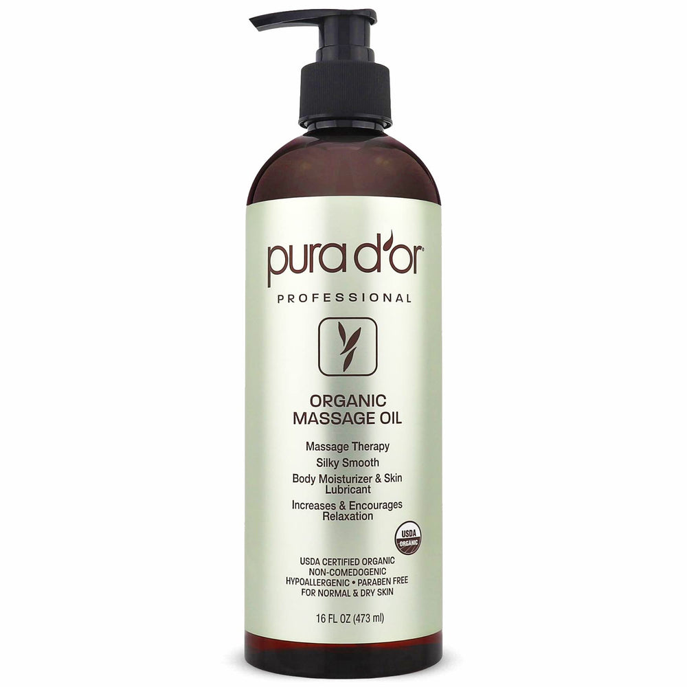 PURA D'OR Organic Massage Therapy Oil 16 oz - Almond, Argan, Jojoba, L ...