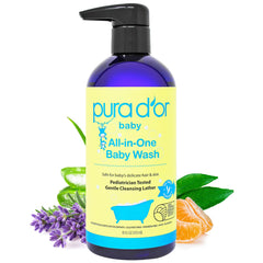 PURA D'OR 16oz tear-free baby wash and shampoo bottle