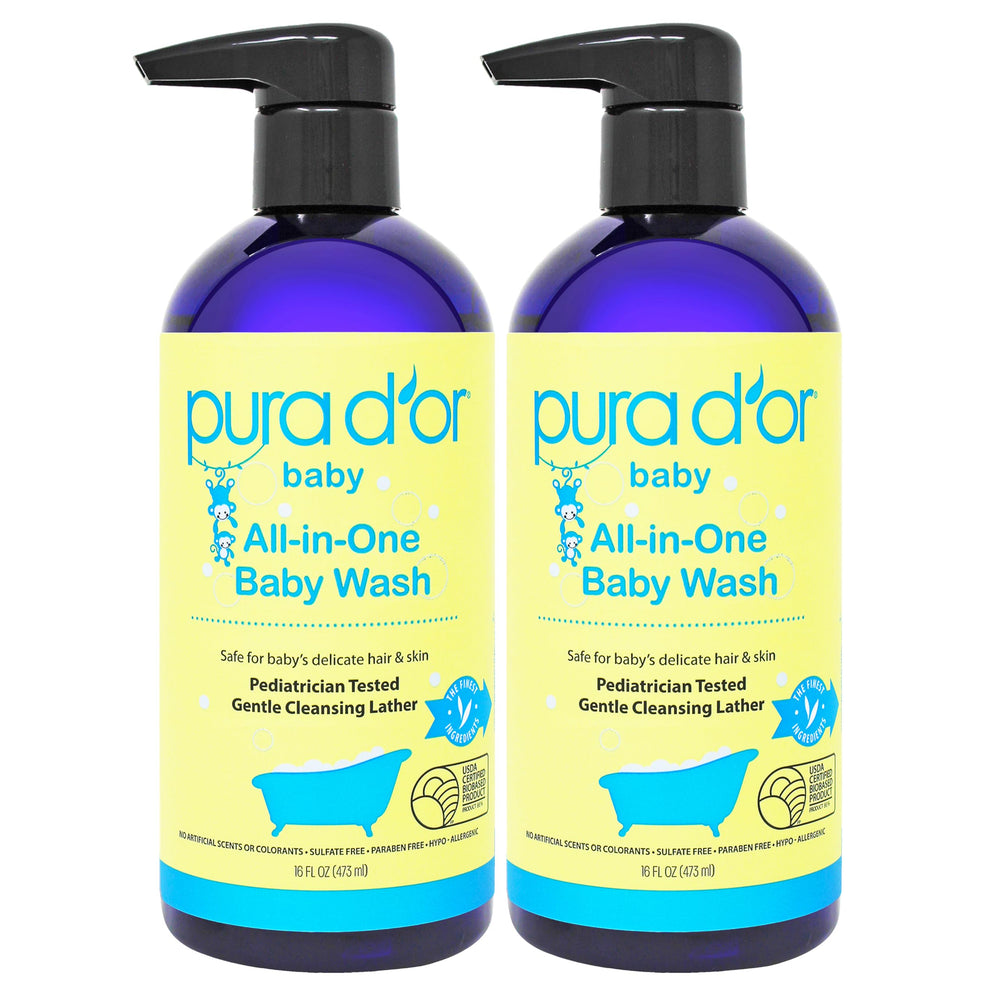 PURA D’OR All-in-One Baby Wash 32 oz bottle with tear-free formula