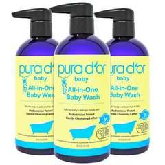 PURA D'OR All-in-One Baby Wash bottle bundle front view (48 oz total)