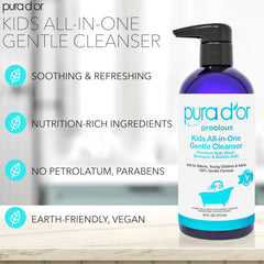 Front label of PURA D'OR Kids All-in-One Gentle Cleanser