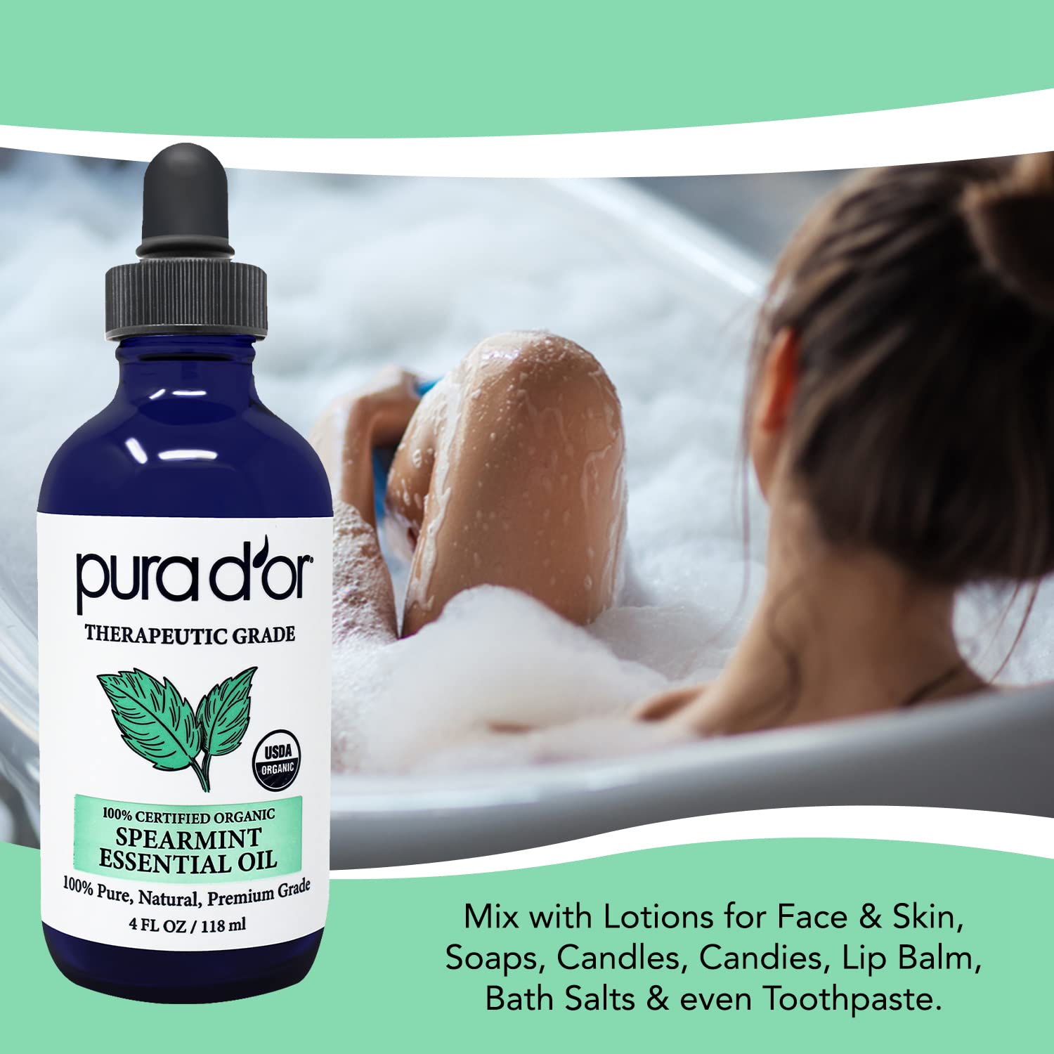 Topical application of spearmint essential oil with carrier oil