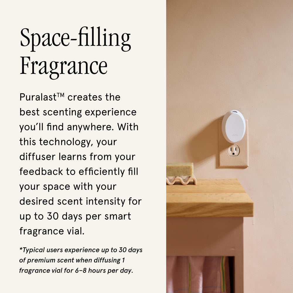 Pura Mini diffuser placed in a small bathroom or closet