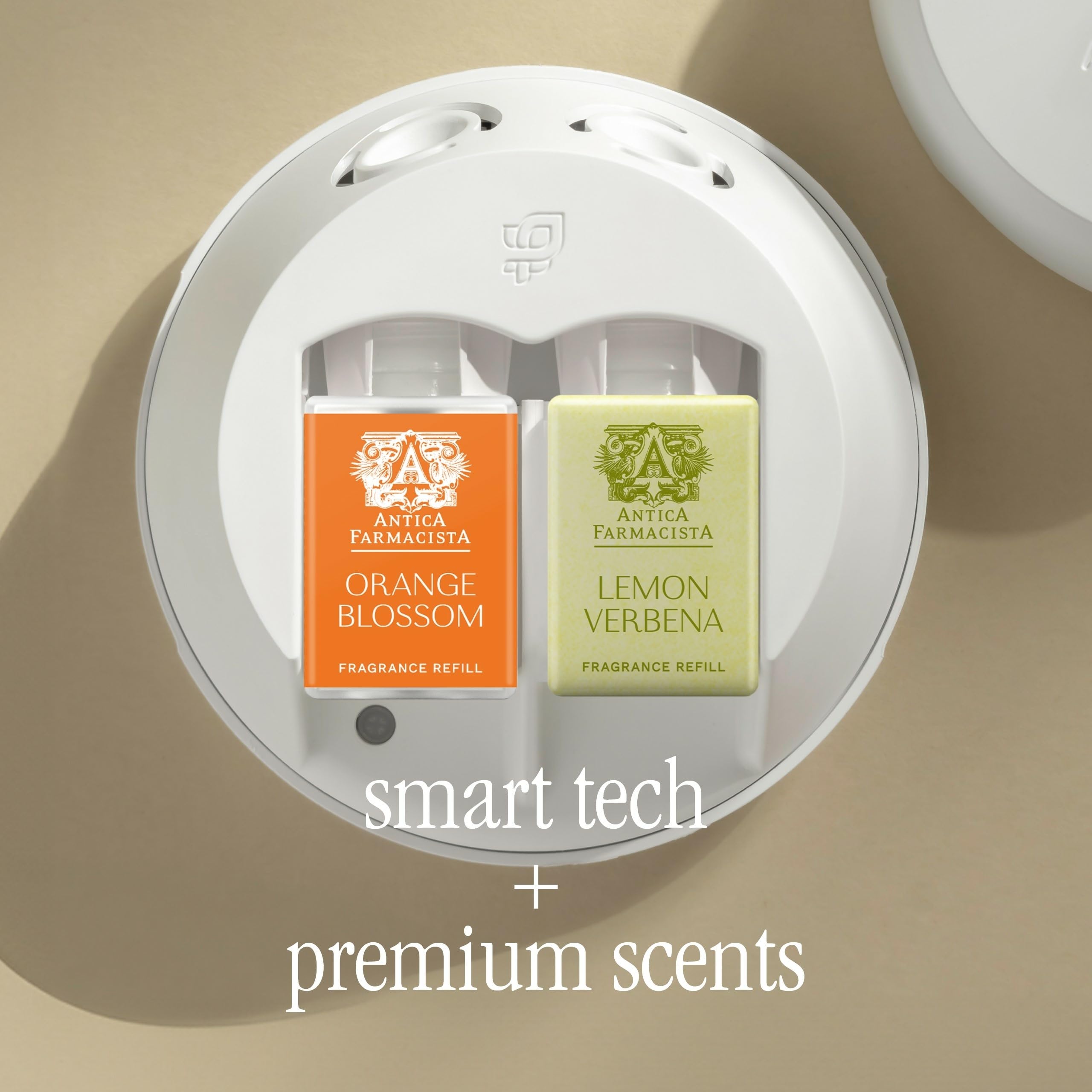 Pura 4 diffuser emitting fragrance in a modern living room
