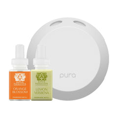 Pura 4 starter set box featuring Orange Blossom and Lemon Verbena refills