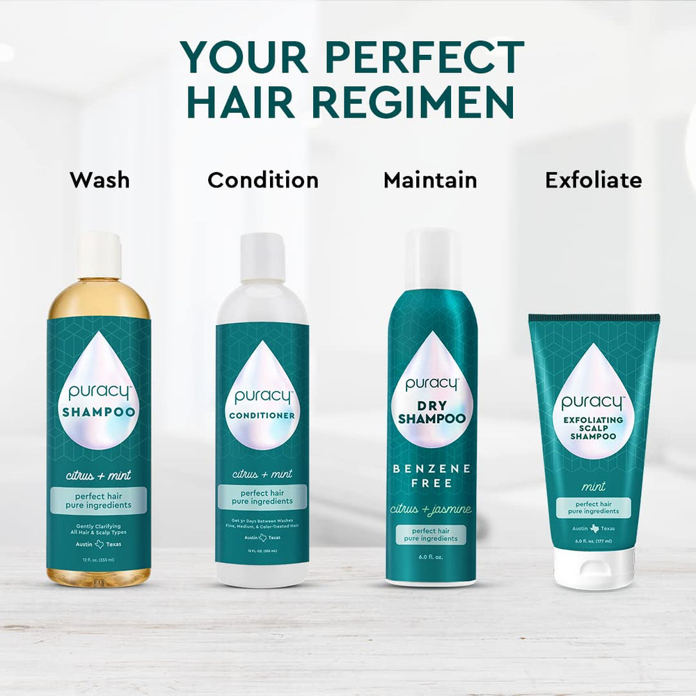 Puracy Scalp Scrub application step demonstrating simple routine