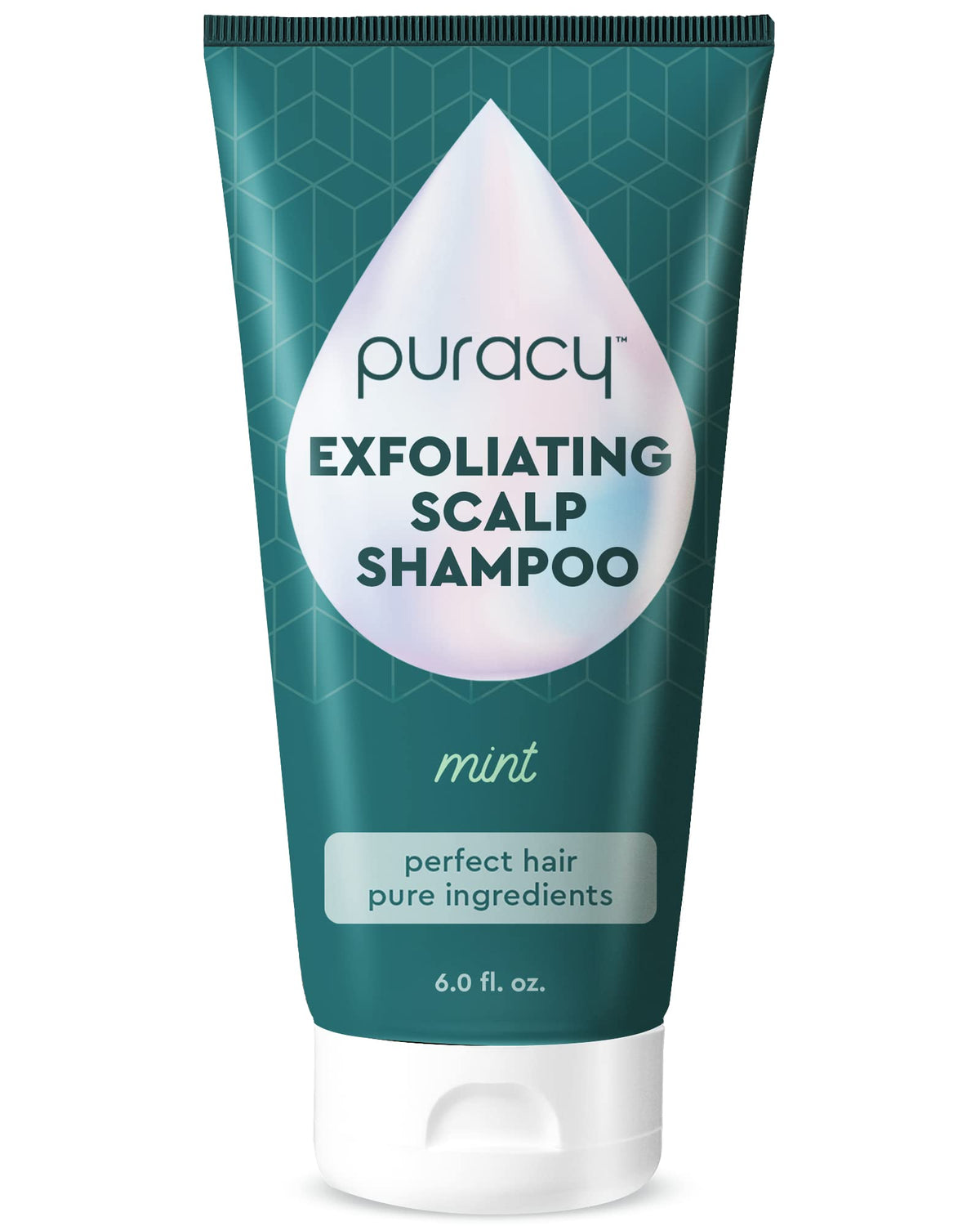 Puracy Scalp Scrub bottle closeup showing gentle pre-shampoo care