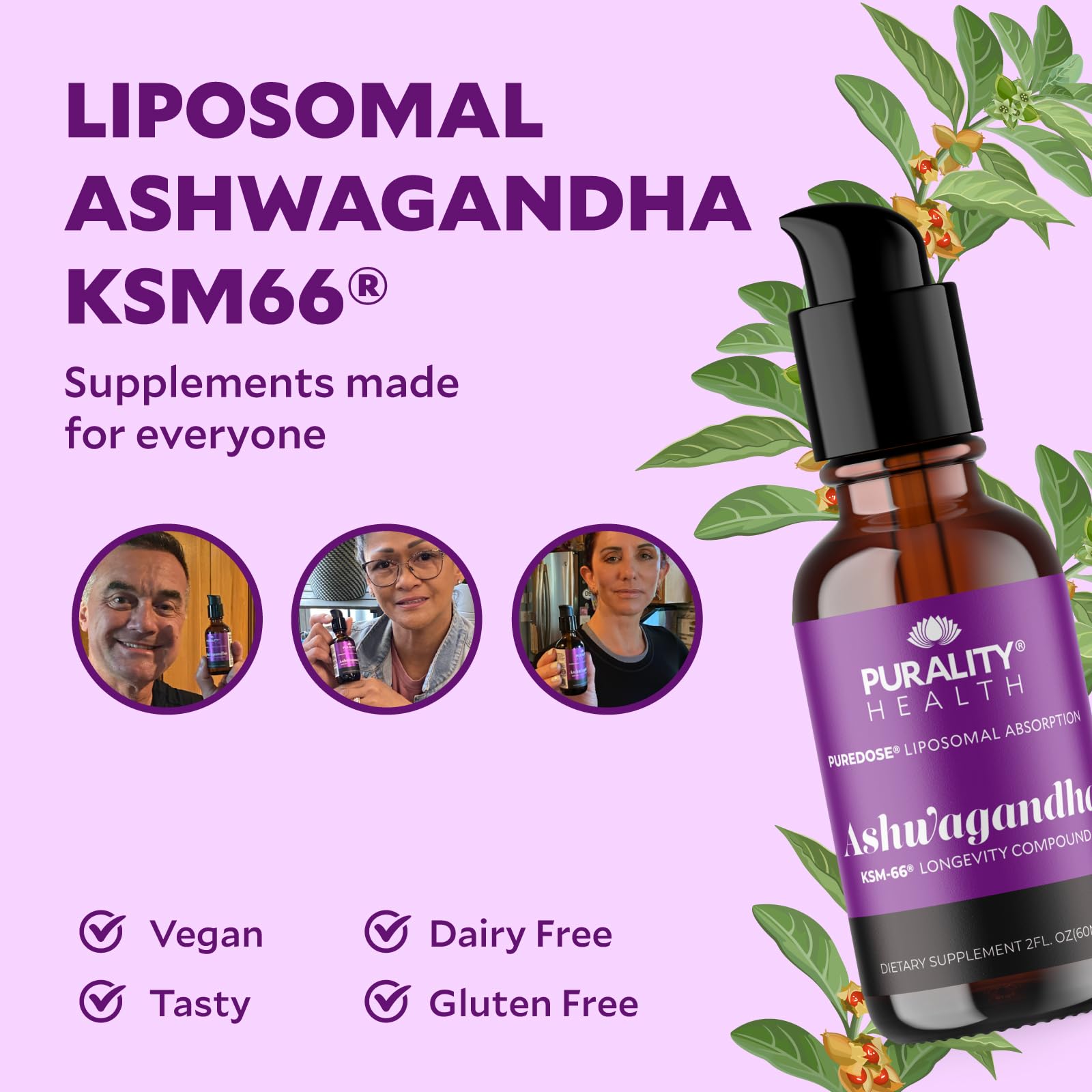 Chai-flavored Ashwagandha Liposomal Liquid bottle on a table