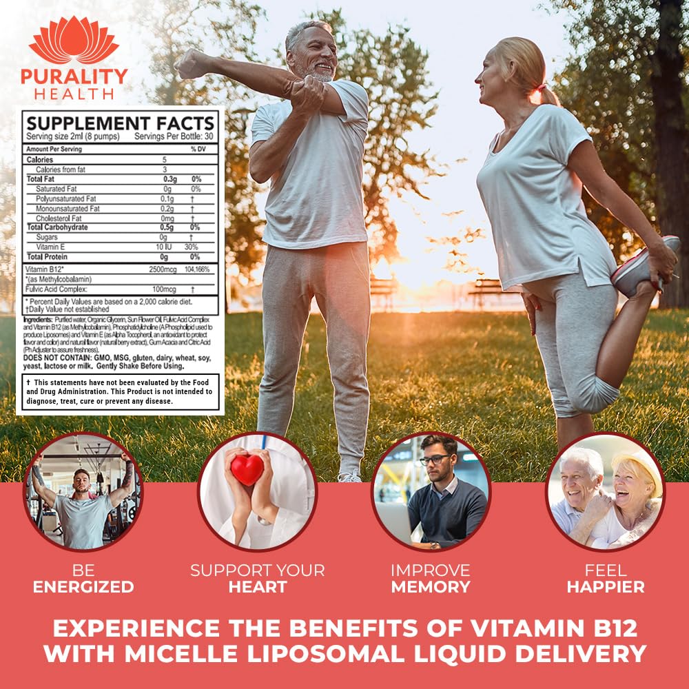 Berry-flavored liquid vitamin B12 bottle