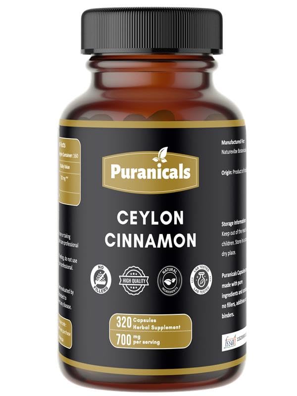 Puranicals Ceylon Cinnamon 320 capsules jar