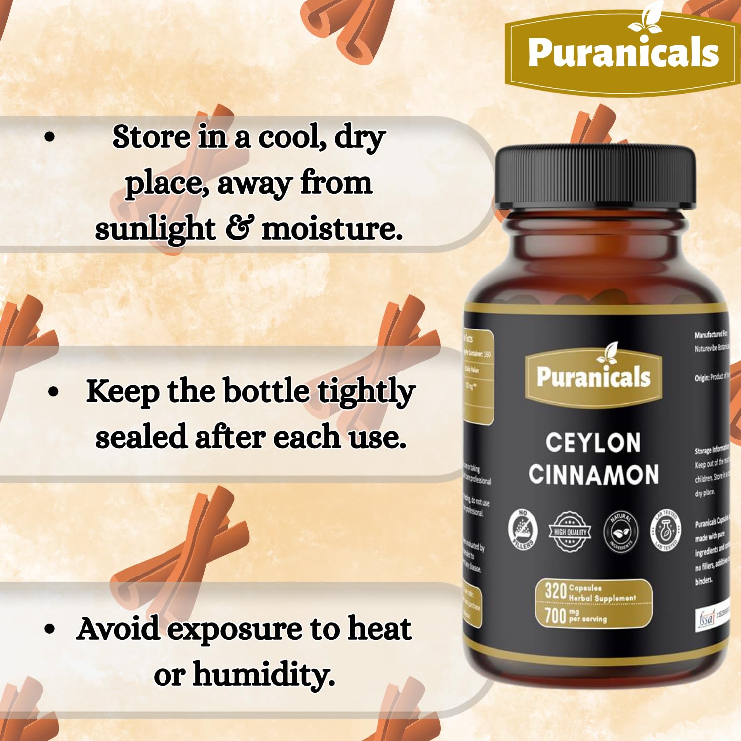 Cinnamon capsules inside bottle
