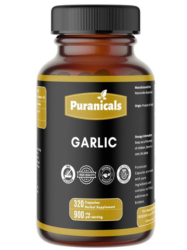 Puranicals Garlic Premium 320 Capsules bottle front view