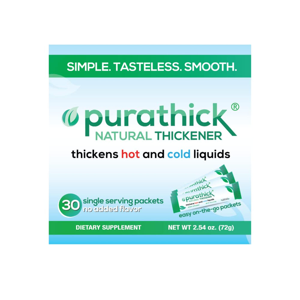 Purathick natural thickener box containing 30 single-serve sticks