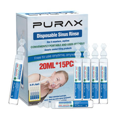 PURAX saline ampoules 20ml packaging ready for travel