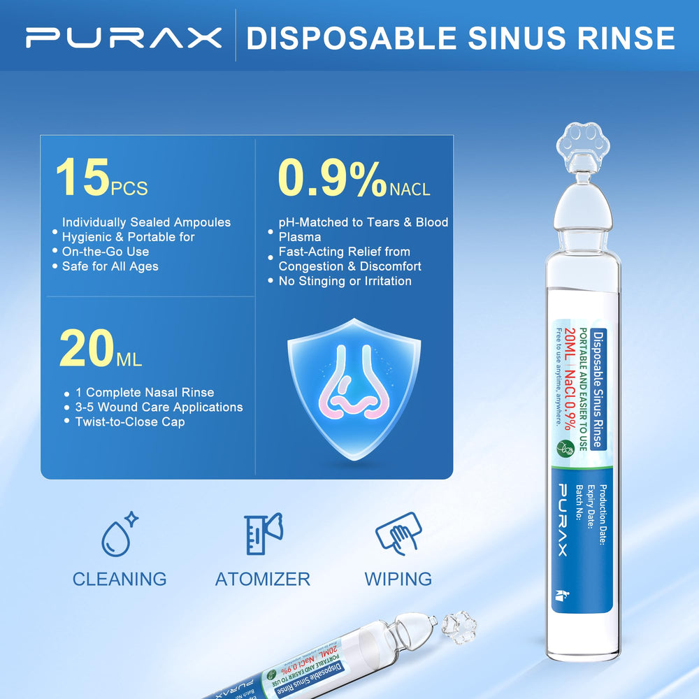 PURAX saline sealed ampoules show hygienic single-use freshness
