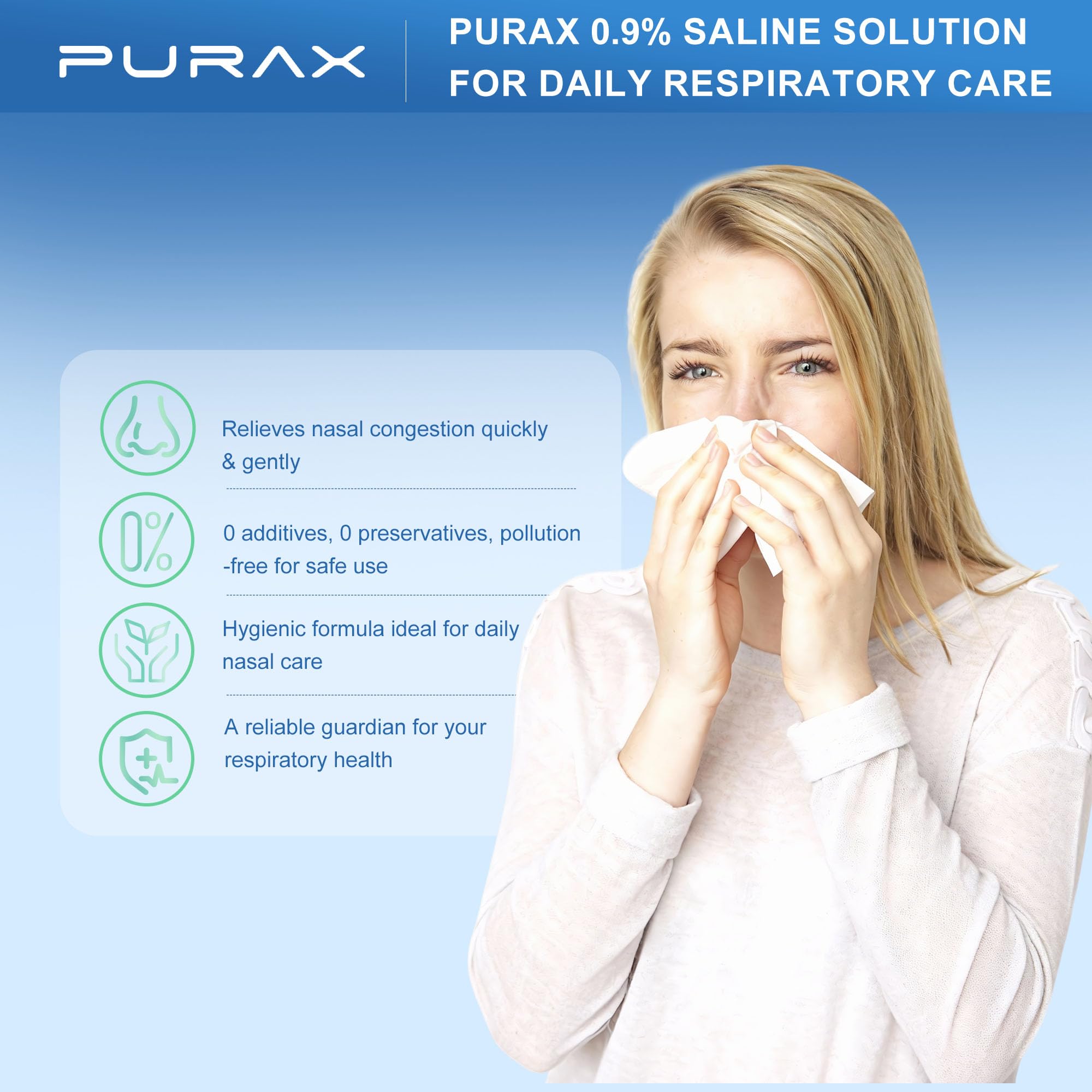 PURAX saline sealed ampoules show hygienic single-use freshness