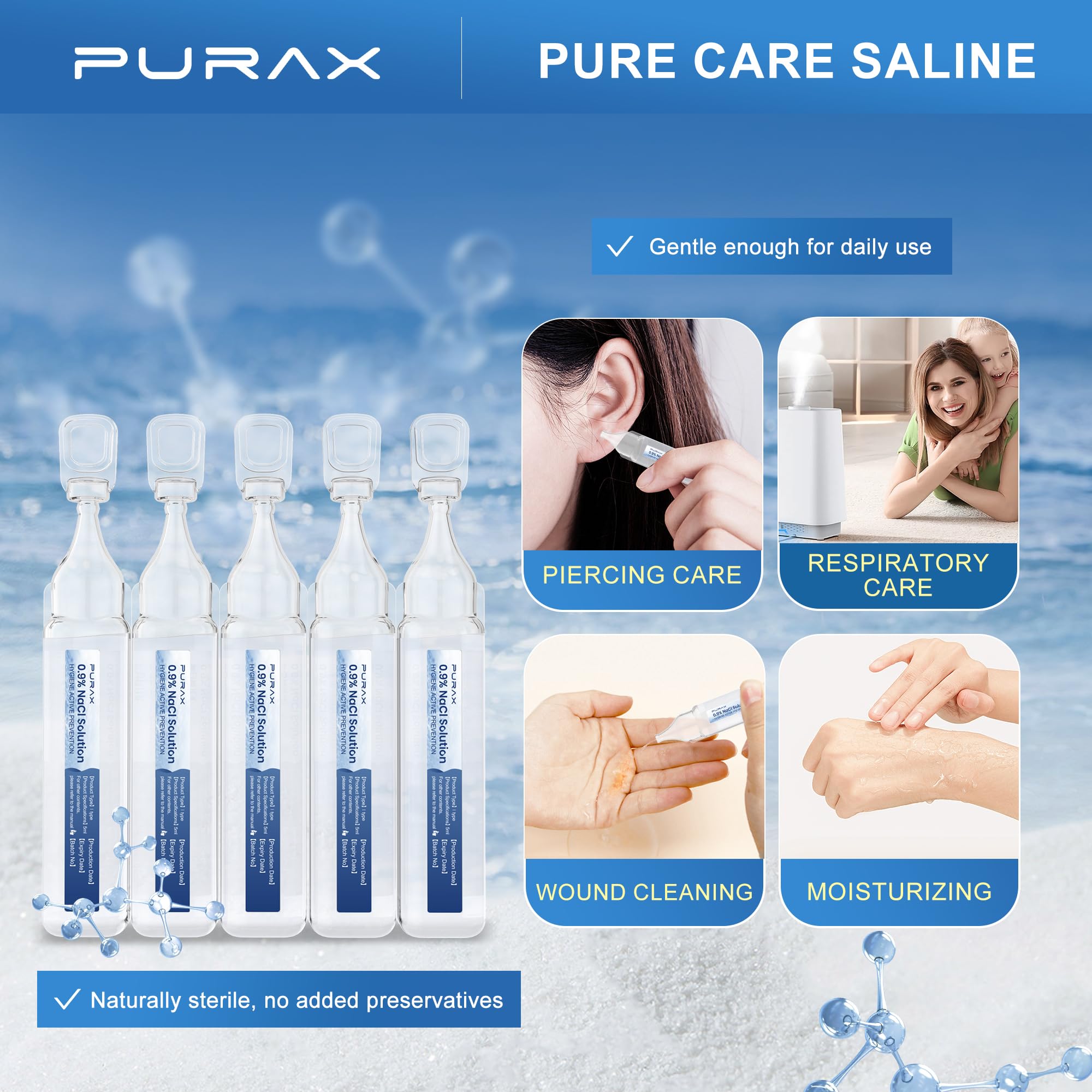 Purax saline solution suitable for babies, kids and adults