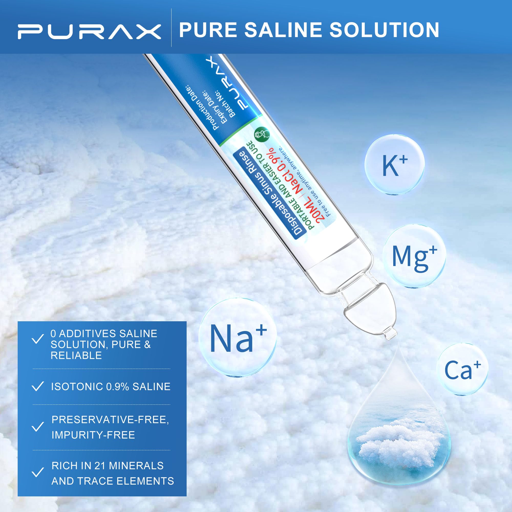 PURAX saline ingredients water and sea salt for simple nasal care